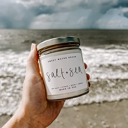 Sweet Water Decor Salt And Sea Candle | Sea Salt, Citrus, Amber, Musk, Beach Scented Soy Candles For Home | 9Oz Clear Jar, 40 Hour Burn Time, Made In The Usa #TOP4