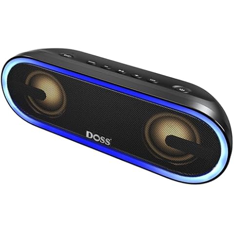 DOSS SoundBox Pro+ P300 Bluetooth Speaker with 40W Stereo Sound, Extra Bass, IPX6 Waterproof, TWS Pairing, Diverse Lights Show, 20H Playtime, Bluetooth 5.3 Speaker for Party, Camping, Beach Cover