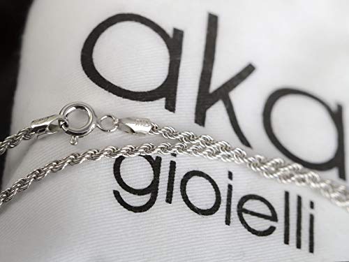 Aka Gioielli® - Touwmodel ketting 2 mm - Dames man ketting in gerodineerd 925 sterling zilver - Lengte: 40 45 50 55 60 70 cm - Image 5