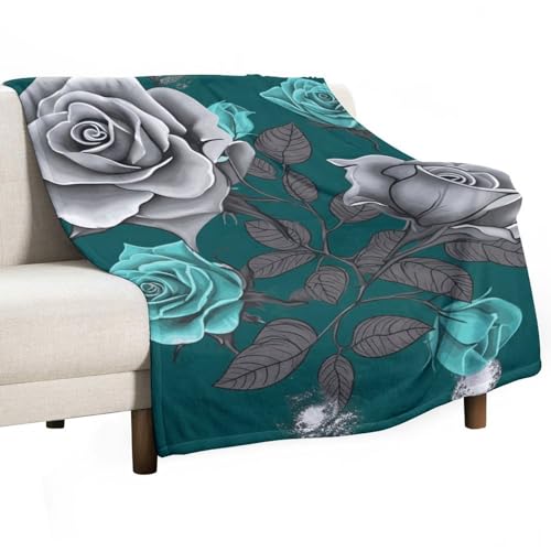 Couverture flanelle rose bleu sarcelle 101x152 cm pour lit