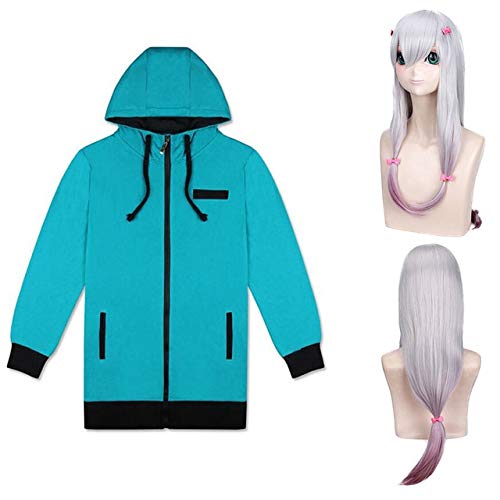 Alta calidad Anime Erotic Comic Teacher cosplay peluca cabello rosa Chica Eromanga Sensei Izumi Sagiri Cosplay pelucas de disfraces + gorro de peluca XXL sudadera con capucha peluca