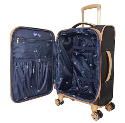 Image of Dockers Seahorse Softside Expandable 8-Wheel Spinner Travel Carry On Luggage, 20-Inch, Black