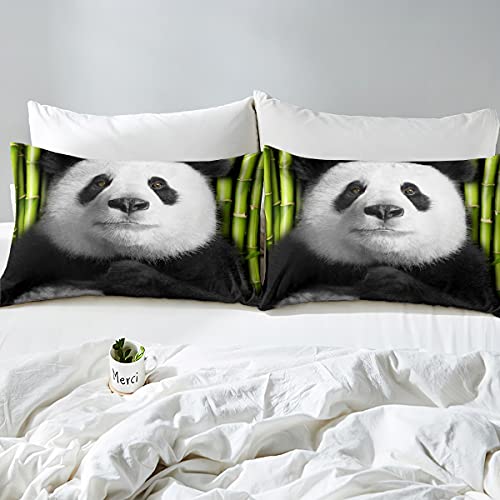 Homewish Kids Single Size Panda Duvet Cover Set, Cute Animal Theme 3D Black White Panda Bedding Set - Image 4