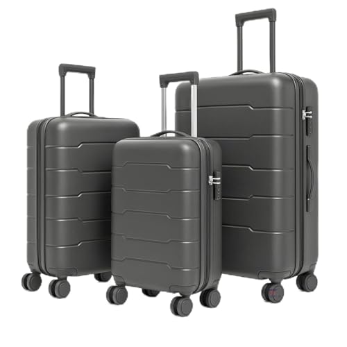 Image of 28-Inch Hard-Shell Luggage Suitcase | Lightweight 3.7 kg | 360 Spinner Wheels | 2-Way Zipper | Multi-Functional Lock | Business & Family Travel Trolley Bag (1, Dark GREY-20 24 inch 28 inch)