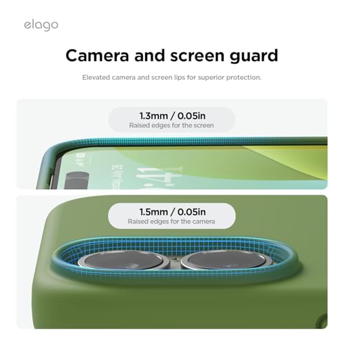 Image of elago Compatible with iPhone 16 Case, Premium Liquid Silicone Case, Full Body Protective Cover, Shockproof, Slim Phone Case, Anti-Scratch Soft Microfiber Lining, 6.1 inch (Cedar Green)