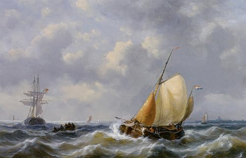 Poster George Willem Opdenhoff pour décoration salon tableau grand format mer agitée 60x90cm