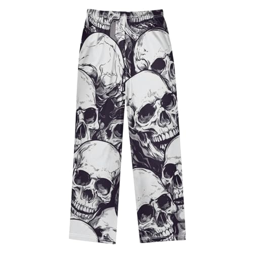 ZZXXB Skeleton Pattern Boys Long Pants Soft Trousers Elastic Waist Kids Lounge Bottoms with Pockets S-XL2