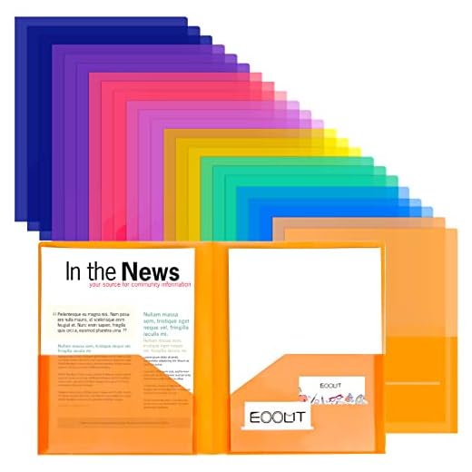 EOOUT 24pcs Plastic Pocket Folders with 2 Pockets for Office Students and School, Letter Size, A4 Size, 8 Assorted Colors