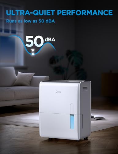 Image of Midea 5,500 Sq. Ft Dehumidifier for Basement, 60 Pint dehumidifier with pump, APP & Alexa Smart Control, 2.64 Gallon Water Tank, Intelligent Humidity Control, Ideal for Home, Basement, Garage
