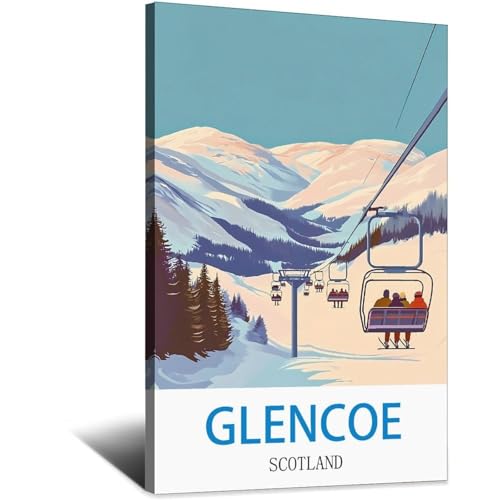 Toile Glencoe Scotland poster rétro écossais grand format 60x90 pour grand mur