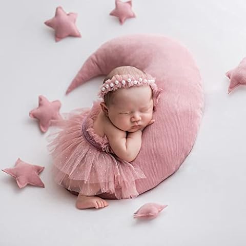 Syuanmuer 2 Stücke Neugeborene Baby Fotografie Requisiten Babyfotografie Tutu Rock Perlen Stirnband Foto Requisiten Geschenk für Baby-Foto-Outfits Cover