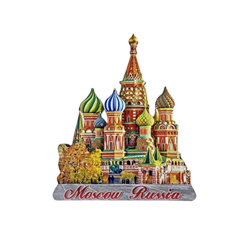 Imán decorativo de madera Moscú Rusia 3D para refrigerador miniatura 1