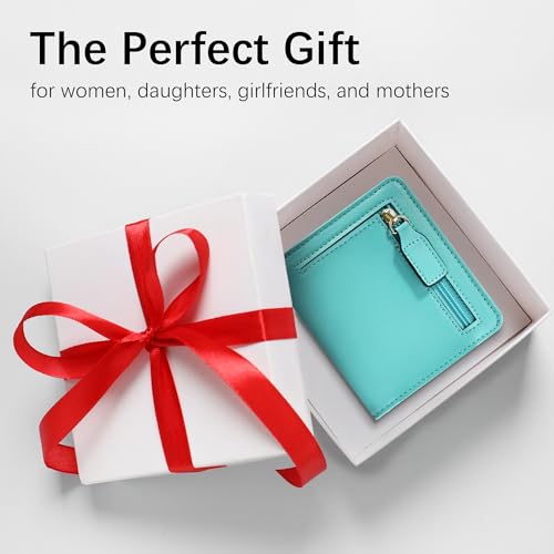 Image of Gostwo Small Wallet for Women, Slim Bifold Credit Card Holder, Compact RFID Blocking Cash Wallet, Billfolds Thin Leather Zipper Pocket, Mini Wallet Gift for Ladies Teen Girls Travel with ID Window