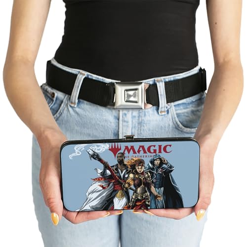 Buckle-Down Wizards of the Coast Wallet, Hinged, Magic Three Planeswalker Group Pose and Title Logo Light Blue, Vegan Leather3