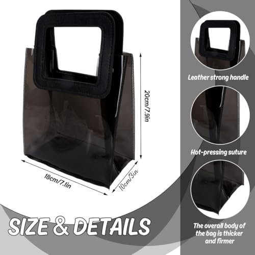 Image of SATYAM KRAFT 6 Pcs Transparent Reusable Leather Goodie Bags | Elegant Gift Bags for Her /Him Wedding Return Favors, Engagement Hampers, Marriage, Birthday & Festival Gifting | Handle Hamper Shopping Carry Bags (Black)