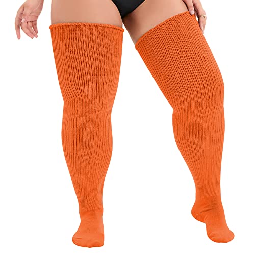 Zando Plus Size Thigh High Socks Extra Long Leg Warmers Over Knee Thick Socks Chunky Knit Thigh High Stockings for Women2