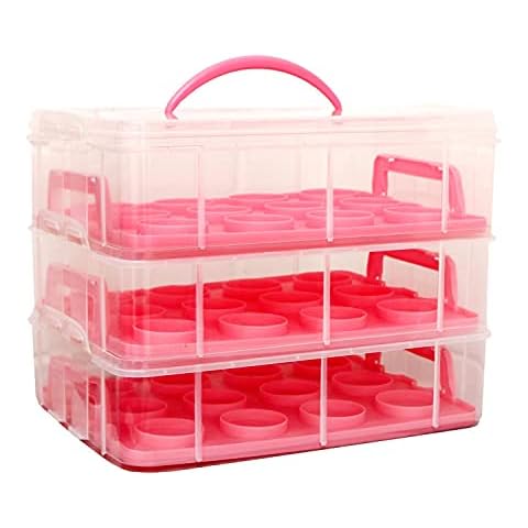 Oypla Pink 3 Tier 36 Cupcake Carrier Cover