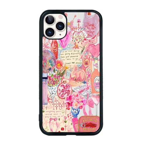 qizjio Coquette Phone Case Shockproof Protective Pink Preppy Phone Case for iPhone 11 Pro