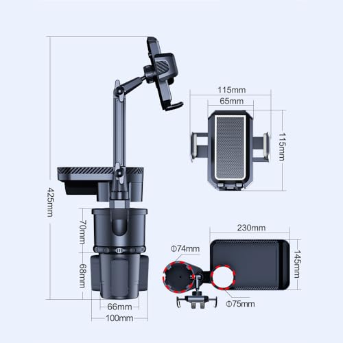 Portavasos ajustable 4 en 1 para auto con bandeja giratoria 360° miniatura 6