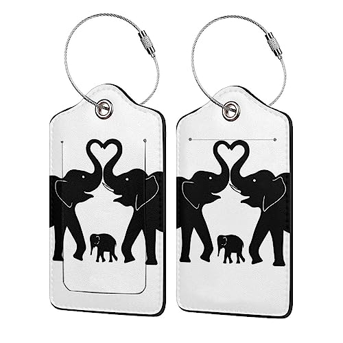 Étiquettes de bagage motif éléphants en simili cuir haute qualité