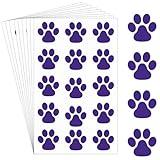 Harloon 20 Sheets 300 Pcs Paw Print Tattoos Temporary Paw Print Face Tattoos Dog Stickers Removable for Cheer Patrol Women Body Arm Foot(Purple)