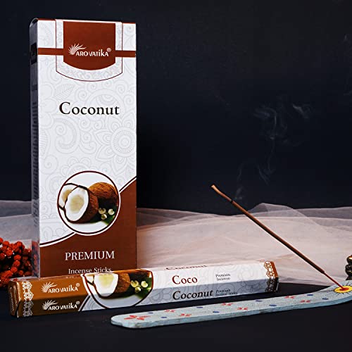 Aro Vatika Coconut Hexa 120 Incense Sticks In Pack Of 6 | Long Lasting Coconut Fragrance Agarbatti For , Freshness, Meditation | Burn Time- Approx 40 Mins #TOP1