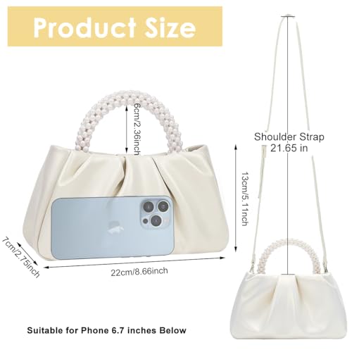 Image of PALAY Sling Bag for Woman Small Evening Purse Handbags Soft Leather Ruched Bag Bridal Clutch Party Prom Crossbody Purses