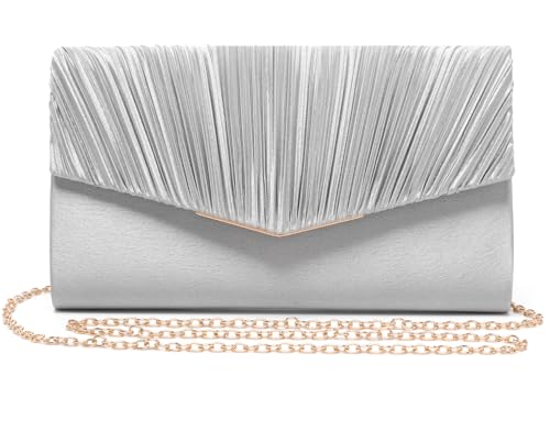 [SUNSPOT] 結婚式 バッグ クラッチバッグ パーティーバッグ チェーン付き フォーマルバッグ 3WAY グレー 25*5*14cmの商品画像（Amazon）