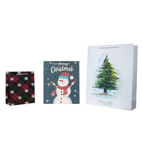 Sacs cadeaux de remerciement bonhomme de neige et arbre de Noël
