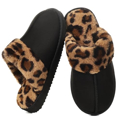 Image of OOW Fuzzy Slippers for Women Cozy Faux Fur House Shoes Memory Foam Slippers | Winter, Warm Slippers, Indoor and Outdoor