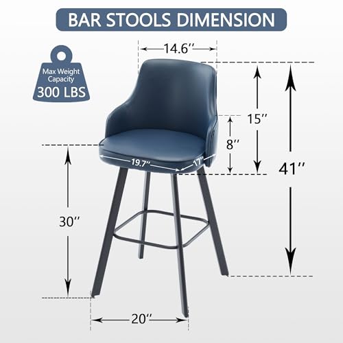 Image of Bar Stools Bar Height Set of 4, 30 inch Stools with Back for Kitchen Island