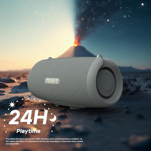 Image of Tribit StormBox Lava Portable Bluetooth Speaker, 80W Loud Wireless Speaker, 24H Playtime, IP67 Waterproof, Bluetooth 5.4, Custom EQ, XBass, Built-in Mic, TWS Pairing for Camping /Beach /Party /Outdoor