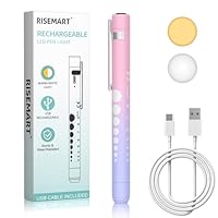 RISEMART Pupillenleuchte Diagnostikleuchte mit Pupillenmessgerät und Lineal,Warmes/Kühles Weiß, Aufladbar USB LED Stiftlampe für Krankenschwester, Rechargeable penlight (Farbverlauf pink violett)