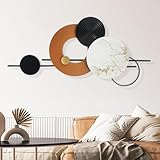 BECHAEO 3D Large Metal Wall Art Decor for Living Room 40'x19' Round Wall Accents Modern Luxury Wall Sculptures Hanging Wall Deco for Dinning Room Bedroom Entryway Office Outdoor