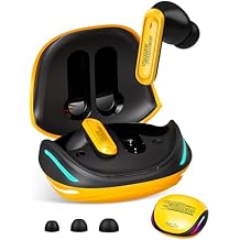 Transformers Official Bumblebee Wireless Gaming Earbuds, Bluetooth 6.0 Headphones, Open Mech Case with LED Lights, 24H Battery, IPX3 Waterproof, in-Ear Headphones for iPhone Android - Yellow
