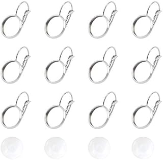 UNICRAFTALE 30 Sets DIY Earring Making Leverback Earrings with Cabochons Stainless Steel Lever Back Earring Base Round Earring Blanks with 12mm Glass Cabochons for DIY Jewelry Making