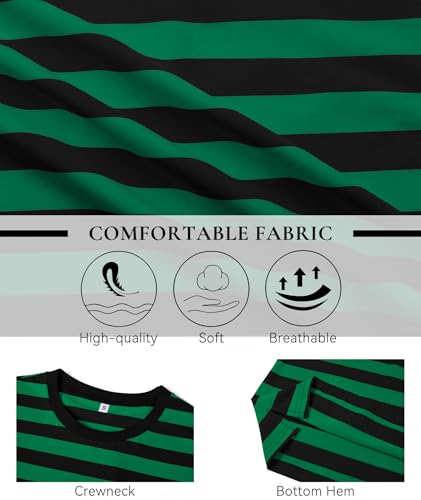 Image of KESIHAN Mens Striped Long Sleeve Shirt Crewneck Casual Basic Stripe Tee | Crewneck long sleeve striped tee with cotton spandex fabric,casual regular fit basic style for daily wear and layering.
