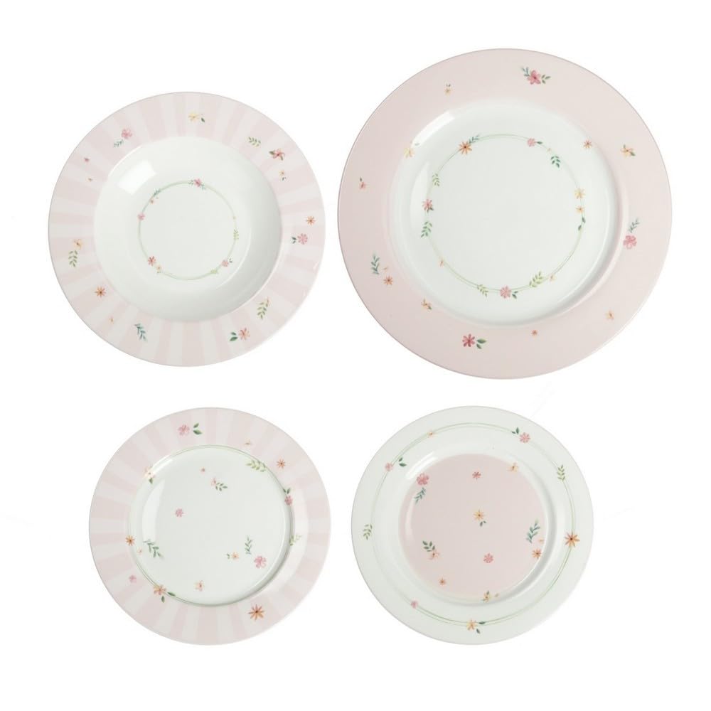 BRANDANI Polline Rosa Tafelservice Teller-Set, 18-teilig, Porzellan
