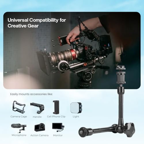 Image of HIFFIN 11 inch /28cm Adjustable Magic Arm with Ball Head, 1 /4 inch Screws for Flash /LED Light /Microphone /Monitor, Compatible with All Camera Cage, Max Load: 3.3lb /1.5kg