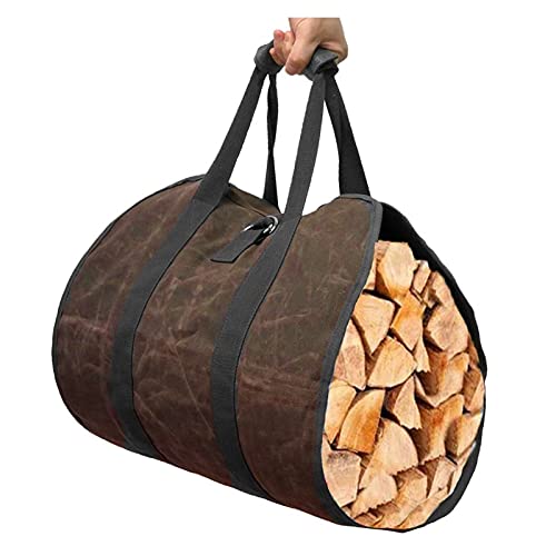 Bolsa de almacenamiento de leña de lona para exteriores, bolsa de transporte duradera para portador de madera y herramientas de camping
