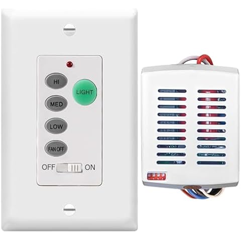 Nexete Universal Ceiling Fan Remote Control Kit,3 Fan Speed, Light Dimmer,Small Size Receiver & Wall Remote Control Replacement for Hampton Bay Harbor Breeze Hunter (Remote & Mini Receiver) Cover