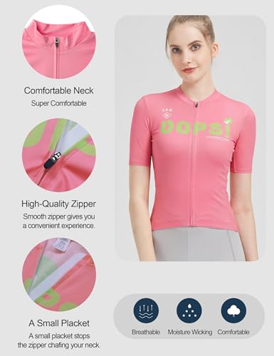 INBIKE Radtrikot Fahrradtrikot Rennradtrikot Damen Sommer Kurzarm Fahrradbekleidung Frauen mit 3 Taschen Atmungsaktiv Schnelltrocknend Fahrradsport Rosa S