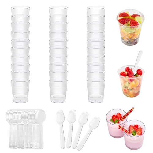 Bicchierini Finger Food, 50 Pezzi Ciotoline Monoporzione, 55 ml Finger Food, Riutilizzabile Bicchierini Monoporzione Dolci, Monoporzione per Dolci Perfetto per Compleanni Matrimoni Picnic Feste