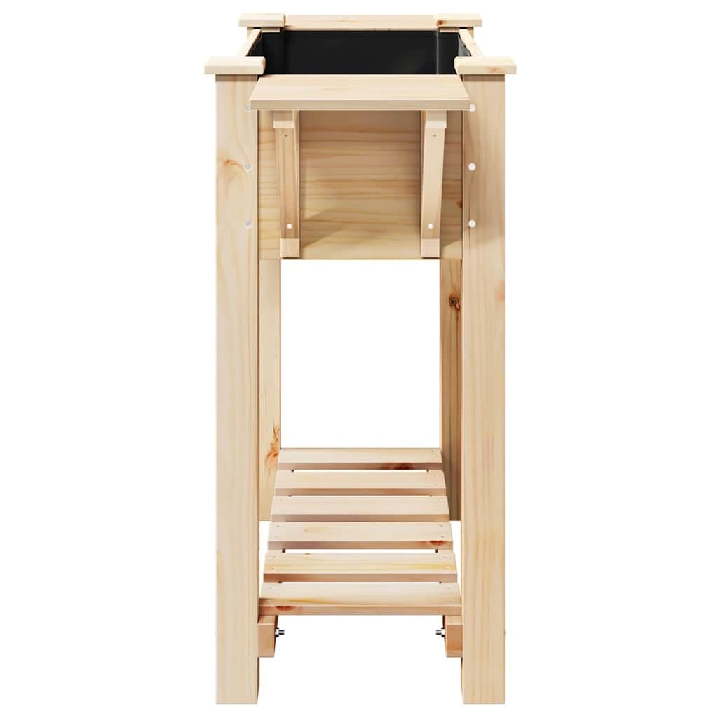Jardinera de jardín con estante beige 111 x 37 x 76,5 cm de madera de abeto, resistente estante para plantas para patio y jardín, práctico espacio de almacenamiento para herramientas, diseño