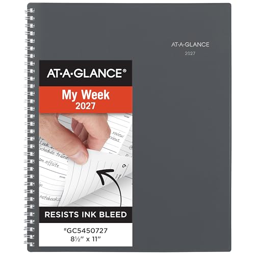 AT-A-GLANCE 2027 Planner, Weekly & Monthly, 8.5" x 11", Spiral Bound, DayMinder, Gray (GC5450727)