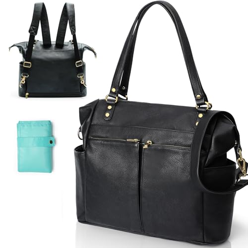 MOMINSIDE Diaper Bag Tote, Leather Diaper Bag Backpack 14