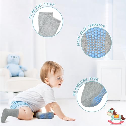 GRPSKCOS Toddler Thick Grip Socks, 6 Pairs Kids Winter Non Slip Socks for Boys Kids 1-7 Years4