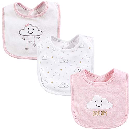 Image of Hudson Baby Unisex Baby Cotton Bibs, Pink Cloud, One Size