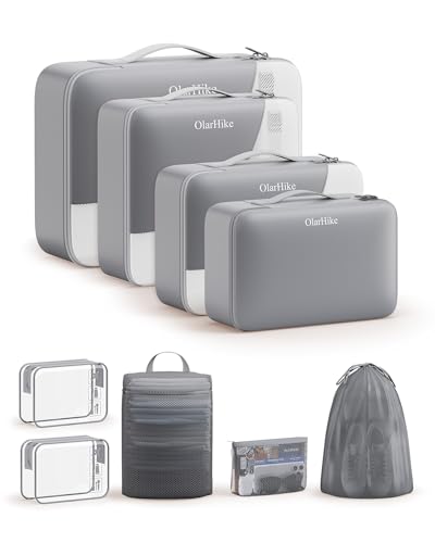 Image of OlarHike 9 Set Packing Cubes for Travel,Gifts for Women Mom,Anti-Tearing Suitcase Organizer,with Over 1000 pcs Mesh Holes,Vacation Essentials & Accessories for Cruise Ship