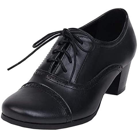 SHEMEE Women's Chunky Lace Up Vintage Oxfords Cover